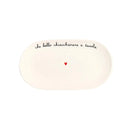 Simple Day | Piatto Ovale Fondo in Grès "Che bello chiacchierare a tavola" 23 x 12,5 cm