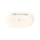 Simple Day | Piatto Ovale Fondo "La felicità è una cosa semplice" in Grès 23 x 12,5 cm