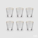 Enzo De Gasperi Set 6 Bicchieri Acqua Goldrim in vetro trasparente e bordo oro