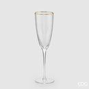 Enzo De Gasperi Set 6 Calici Flute Goldrim in vetro trasparente e bordo oro