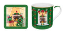 Easy Life | Set Tazza Mug 300 ml in porcellana con Sottobicchiere in Window Box Festive Evenue