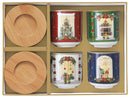 Easy Life | Set 4 Bicchierini Caffè 110 ml con Piattini in Bamboo Festive Avenue