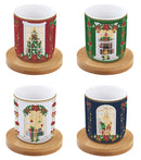 Easy Life | Set 4 Bicchierini Caffè 110 ml con Piattini in Bamboo Festive Avenue