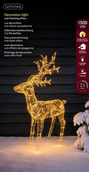 Kaemingk | Decorazione Renna Luminosa con Micro LED – Effetto Flash e Luce Calda