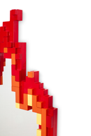 Seletti - Pixel  Flame - Fiamma Specchiera con cornice 49,5 x 70,5 cm.
