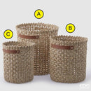Cesto Svasato Con Manico Cuoio Set 3 Pezzi EDG Enzo De Gasperi