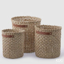 Cesto Svasato Con Manico Cuoio Set 3 Pezzi EDG Enzo De Gasperi