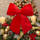 Kit Natale Innevato | Pino Cortina EDG H 180 cm con 1800 LED, 36 Palline e 8 Fiocchi Rossi