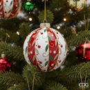 EDG Enzo De Gasperi | Palla decorativa in vetro con motivo di fasce e vischio Natale 2025