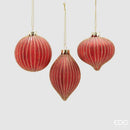 EDG Enzo De Gasperi | Sfera Natalizia in Vetro Rosso con Righe Oro Ø 8 cm