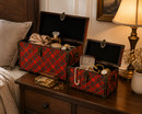 Kaemingk | Scatola Portaoggetti Stile Baule con Stampa Tartan Rosso