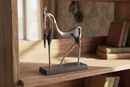 Statua Cavallo Stilizzata in Metallo Grande Dialma Brown