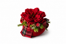 Fiori di Lena | Pouf in Velluto Rosso con Peonia e decorazione Natalizia