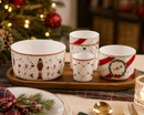 Easy Life | Set aperitivo in Acacia 29x13 cm con 4 ciotole in porcellana Nutcracker Twist
