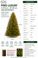 EDG Enzo De Gasperi | Albero di Natale Pino Luxury con 4000 Led  H 210 cm