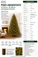 EDG Enzo De Gasperi | Albero di Natale Pino Argentato con 4000  Led H 210 cm