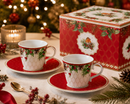Easy Life | Set 2 Tazzine Caffè 80 ml con piattino Christmas Berries