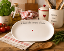 Simple Day | Piatto Ovale Fondo in Gres "Le Buone Idee Vengono a Tavola" 23 × 12,5 cm