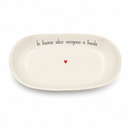 Simple Day | Piatto Ovale Fondo in Gres "Le Buone Idee Vengono a Tavola" 23 × 12,5 cm