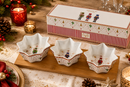 Easy Life | Set aperitivo vassoio in Bambo 34x12 cm con 3 ciotole in porcellana Nutcracker