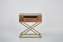 Tavolino Borealis Rettangolare con Cassetto in Vera Pelle e Metallo – Dialma Brown