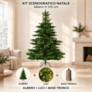 Kit Scenografico Natale | Albero Grandis Fir H 210 cm con Base Tronco e 1000 LED