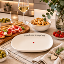 Simple Day | Piatto Ovale Fondo in Gres "In Questa Casa si Mangia Bene" 23 × 12,5 cm