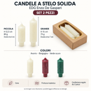 EDG Enzo De Gasperi | Set 2 Candele a Stelo in Cera – 2 Dimensioni e 3 Colori