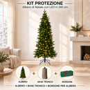 Kit Protezione Natale | Albero Slim H 240 cm con 610 LED, Base Tronco e Borsone