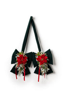 Fiori di Lena | Fiocco Americano (2 Fiocchi) Verde con Stella e decorazione Natalizia H 100 cm