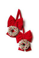 Fiori di Lena | Fiocco Americano (2 Fiocchi) Rosso con Ghirlanda H 86 cm