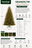 Kaemingk | Albero di Natale Grandis Fir con 2500 LED - H. 180 cm Luce Bianca Calda