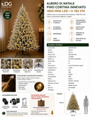 EDG Enzo De Gasperi | Albero di Natale Pino Cortina Innevato con 1800 Mini LED H 180 cm
