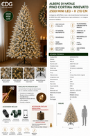 EDG Enzo De Gasperi | Albero di Natale Pino Cortina Innevato con 2500 Mini LED H 210 cm