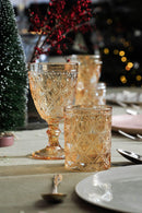 Set 4 pz. Bicchieri in vetro con decoro a rilievo 300 ml WD Lifestyle
