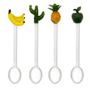 Set 4 cucchiaini da caffè con decoro estivo in vetro soffiato colorato WD Lifestyle