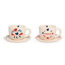WD Lifestyle | Set 2 tazzine 100ml in stoneware con scritta e piattino