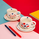 WD Lifestyle | Set 2 tazzine 100ml in stoneware con scritta e piattino