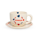 WD Lifestyle | Set 2 tazzine 100ml in stoneware con scritta e piattino