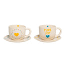 WD Lifestyle | Set 2 tazzine 100ml in stoneware con scritta e piattino