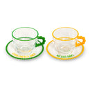 WD Lifestyle | Set 2 tazze 230 ml in vetro con piattino e scritta colorata