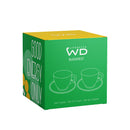 WD Lifestyle | Set 2 tazze 230 ml in vetro con piattino e scritta colorata