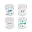 WD Lifestyle | Set 4 bicchieri in vetro decorati con scritte