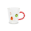 WD Lifestyle | Tazza in Vetro Borosilicato 425 ml con Manico Candy Cane – Collezione Natale