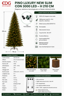 EDG Enzo De Gasperi | Albero di Natale Pino Luxury New Slim con 3000 Led  H 210 cm