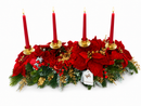 Fiori di Lena | Candeliere 4 Fiamme con Stelle di Natale, Ortensie e decorazione natalizia