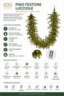 EDG Enzo De Gasperi | Festone Pino Lucciole Natalizio - 300 Miniled Luce Bianca Calda