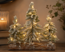 Kaemingk | Base Natalizia con Alberi Innevati e Micro LED – Luce Bianco Caldo